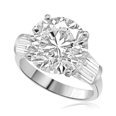 6 ct round stone & baguettes in silver