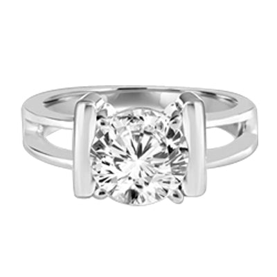 Enticing Lady - Platinum Plated Sterling Silver Ring with a 2.0 Ct. Round Brilliant Diamond Essence Masterpiece in solitary regal splendor.