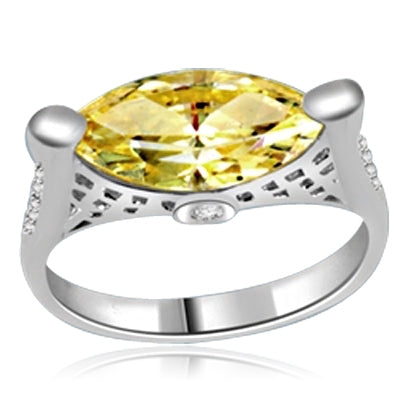 ring with marquise cut citrine stone in silver