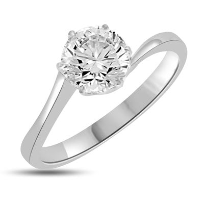 Delicate Darling! 1.0 Ct. Solitaire Diamond Essence Masterpiece set on a curving band in tiffany style.