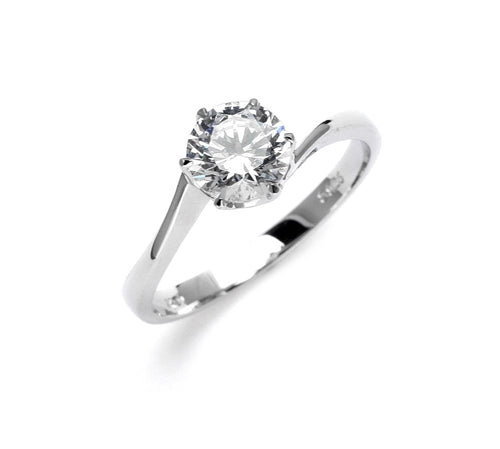 Delicate Darling! 1.0 Ct. Solitaire Diamond Essence Masterpiece set on a curving band in tiffany style.