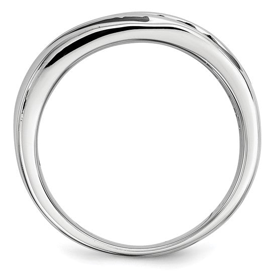 Channel set Black Diamond Men's Rhodium Silver Ring