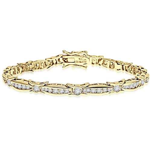 6.75 inch bracelet with unusual link setting in Gold Vermeil