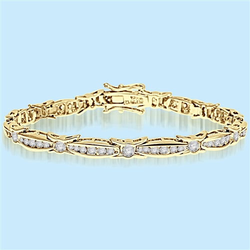 6.75 inch bracelet with unusual link setting in Gold Vermeil