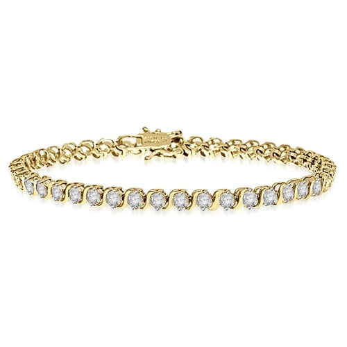 S links in bezel setting bracelet in Gold Vermeil