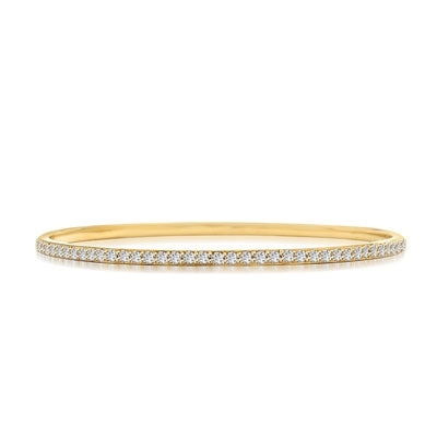 Prong Set Bangle Bracelet with Simulated Round Brilliant Diamonds by Diamond Essence set in Vermeil