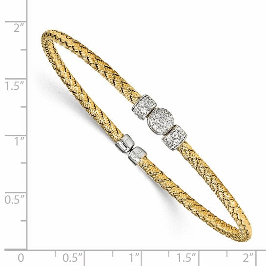 Gold plated Cuff  bracelet   Diamond Essence simulated Round stones