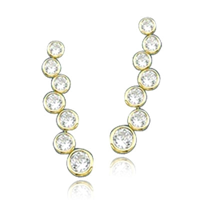 Bezel setting round stone in gold vermeil earrings