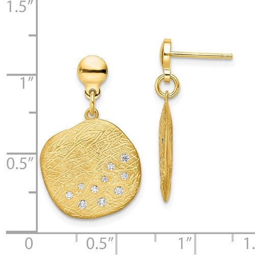 Pave set Diamond Essence Melee in Beautiful Brushed Polished Gold Vermeil Dangle Earring