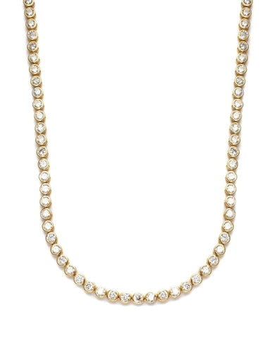 Tourney - Wonderful Tennis Necklace, 17 Cts. T.W. with Bezel Set Round Cut Masterpieces forming a complete - and completely enchanting - circle. set in 14K Gold Vermeil.