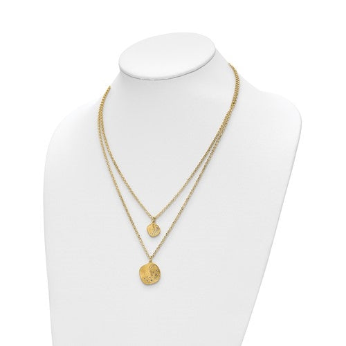 Beautiful Brushed Polished Vermeil Necklace with Diamond Essence melee, 0.30 cts.t.w. The shimmering beauty of gold plating and diamond melee will enhance her beauty multi-fold. Must have one.