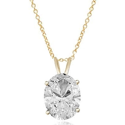 Solitaire Pendant with Oval Cut Diamond Essence in 14K Solid White Gold.
Free Silver Chain Included.