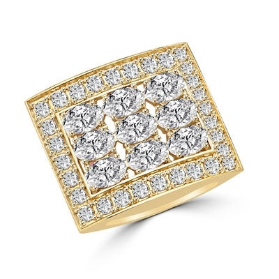 14K Gold Vermeil pendant, made of nine oval cut Diamond Essence stones and round melees. Little arch on the frame makes it unique. 5.0 cts. T.W. Chain not included.