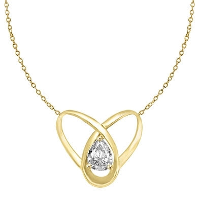 2ct pear cut stone set in orbit in gold vermeil pendant