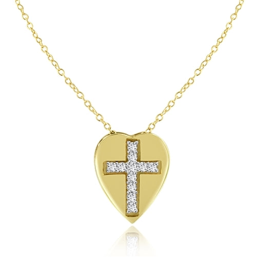 Diamond Essence Cross Pendant with round stones in 14K Gold Vermeil.