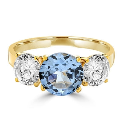 Gold Vermeil Ring3 stone,2ct center,1 ct on sides