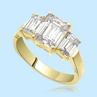 2 ct emerald-cut stone with gold vermeil