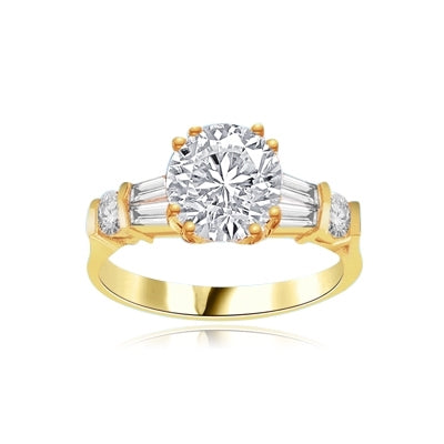 2.0 ct round brilliant diamond ring in gold vermeil