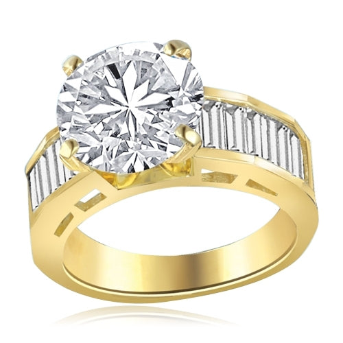6cts. solitaire on a wide band of baguettes ring