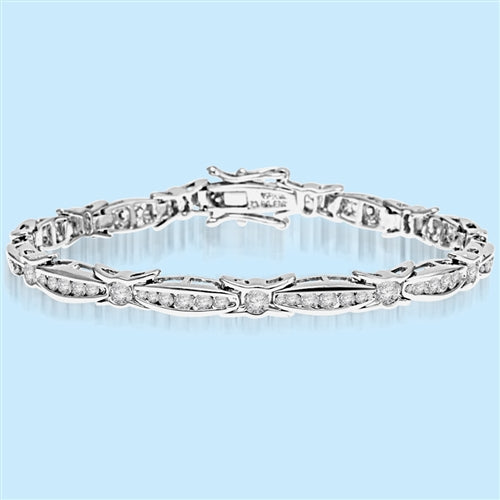 6.75 inch bracelet with unusual link setting in 14K Solid White Gold