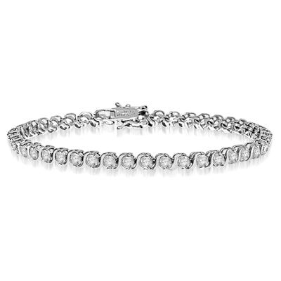 7"S-curve bracelet 14K Solid White Gold