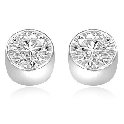 Diamond Essence 0.5 carat each, Diamond Essence stone set in 14K Solid Gold tubular bezel setting. 1.0 ct.t.w.. Choice of 2 and 4 ct.t.w. available.