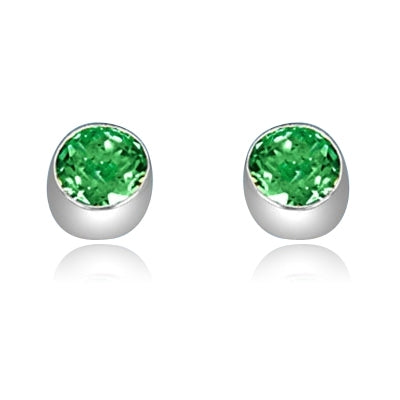 Solid gold emerald stone,tubular bezel setting earring