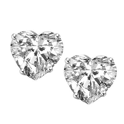 1 carat heart stud earrings in solid white gold