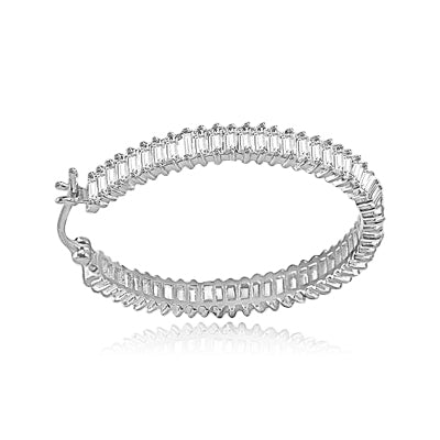 hoop earrings with baguettes in white gold