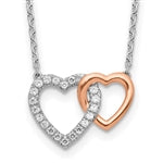 Interlocking heart lab-grown diamond pendant necklace in 14K two-tone gold by Diamond Essence