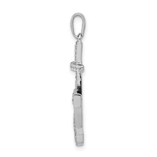 Prong Set Round Diamond Anchor Pendant in 14K White Gold
