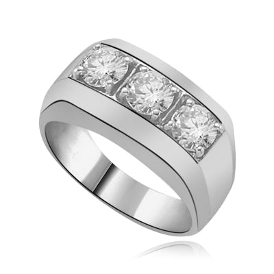 round cut brilliant stones  White Gold man's rings