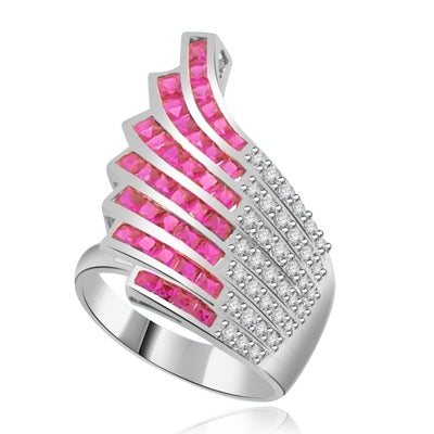 Ring  melee and princess cut ruby stones