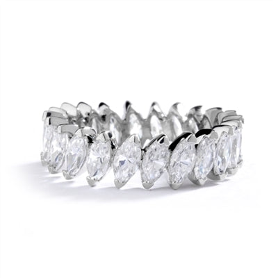White gold ring- marquise cut stones set in angular setting