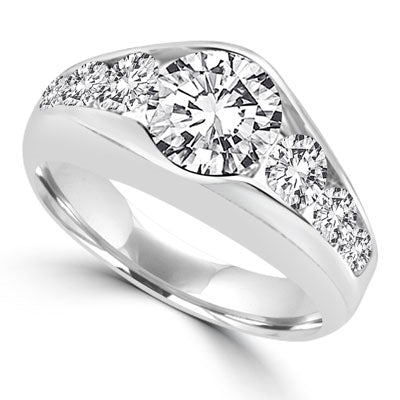 2 carat center stone 14K Solid White Gold  ring