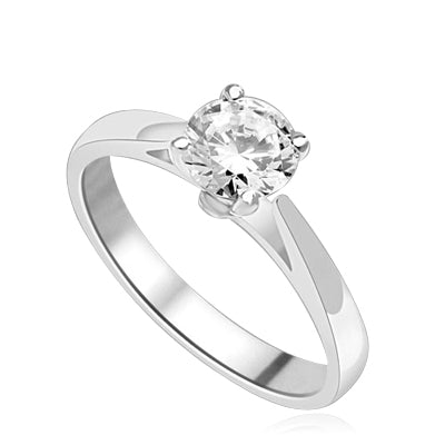Tiffany Set Solitaire on Wide Band. 0.75 Cts. In 14k Solid White Gold.